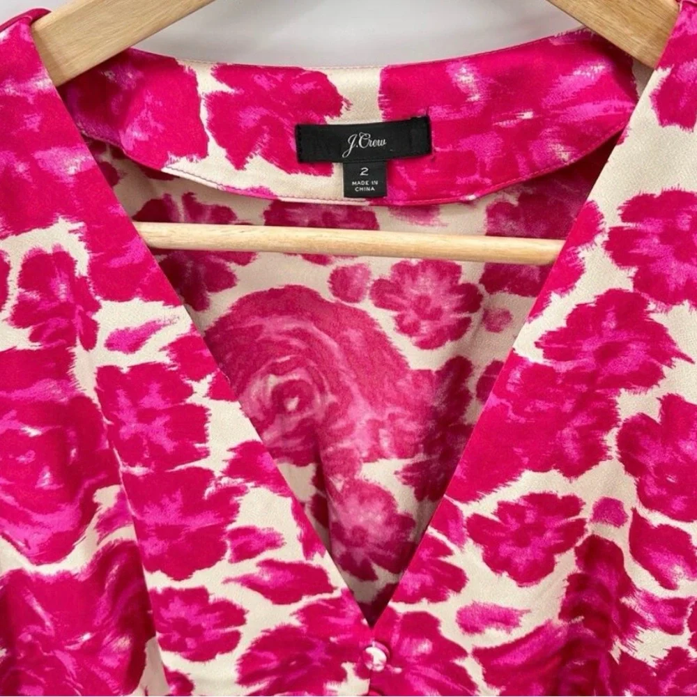 J Crew Deep V Neck Button Front Blouse Sz 2 - Picture 5 of 9